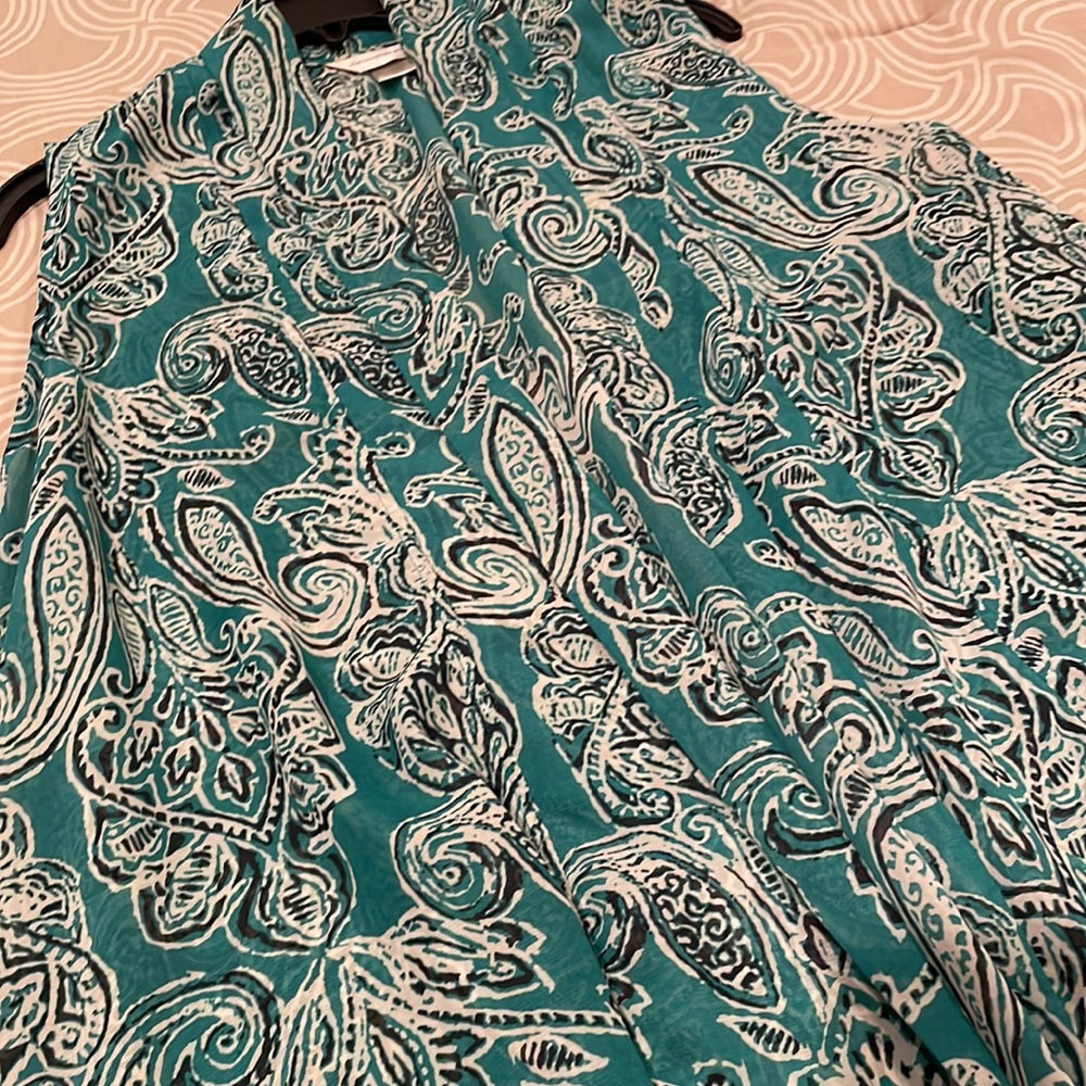 Christopher&Banks scarf vest, paisley print, polyester, L